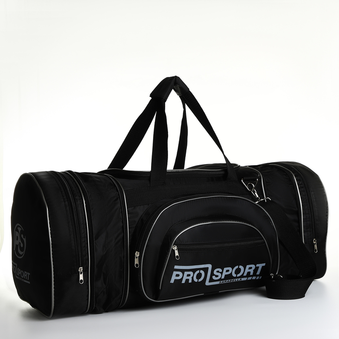 фото Сумка дорожная на молнии, с увеличением, 4 наружных кармана, длинный ремень, цвет чёрный сарабелла