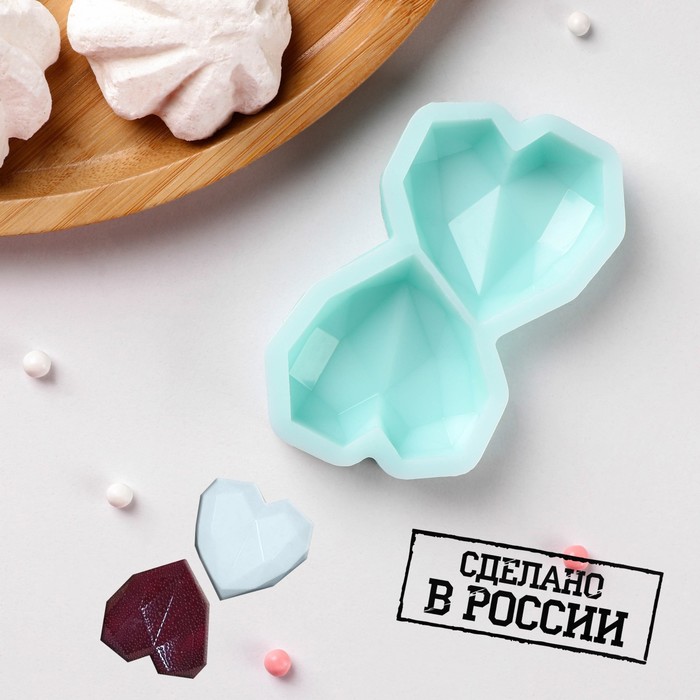 

Силиконовый молд «Сердце - геометрическое», 4×4 см, толщина 15 мм, цвет бирюзовый