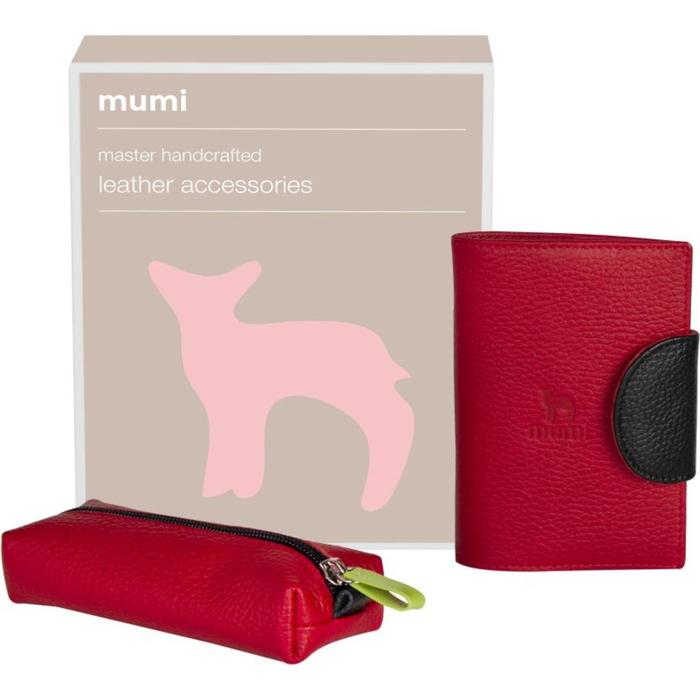 фото Подарочный набор: обложка для паспорта и ключница, цвет красный mumi