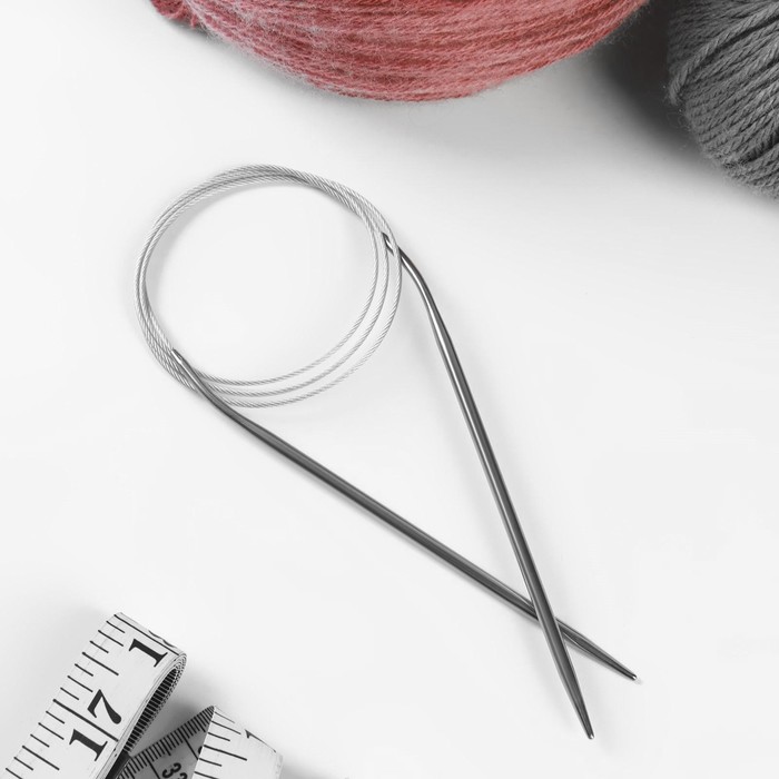 Спицы для вязания, круговые, с металлическим тросом, d = 4 мм, 14/100 см