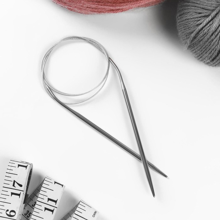 Спицы для вязания, круговые, с металлическим тросом, d = 4,5 мм, 14/100 см