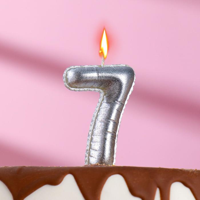 Свеча в торт Шары, цифра 7, серебро, 5,5 см свеча в торт шары цифра 9 жемчужный 7 см