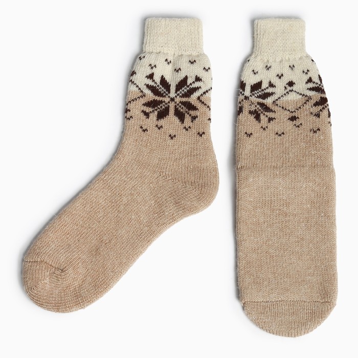 Носки женские шерстяные «Снежинка», цвет бежевый, размер 23 носки женские шерстяные снежинка белая