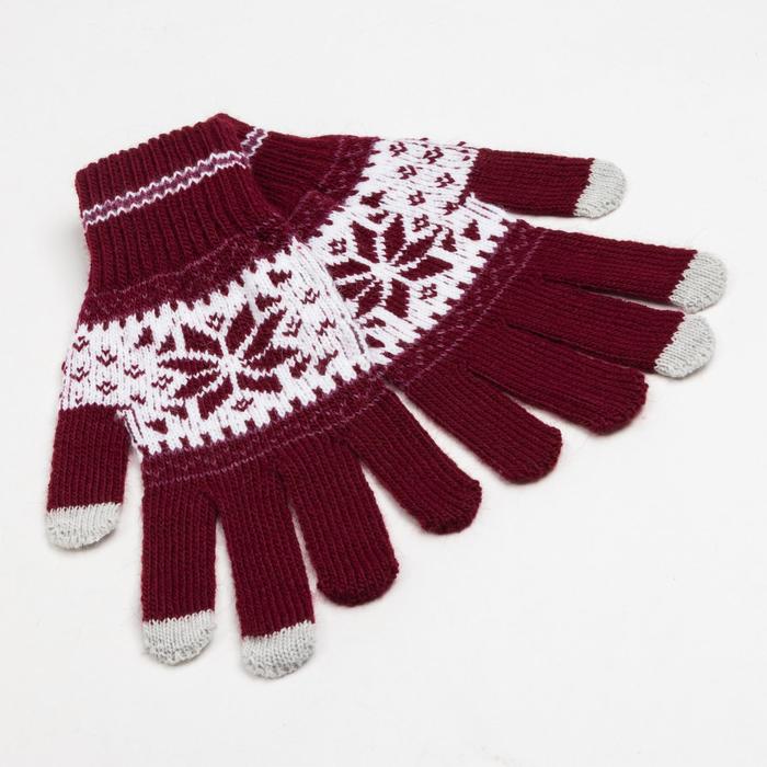 фото Перчатки женские р01 цвет бордо, р-р 18 рукавичка-варежка