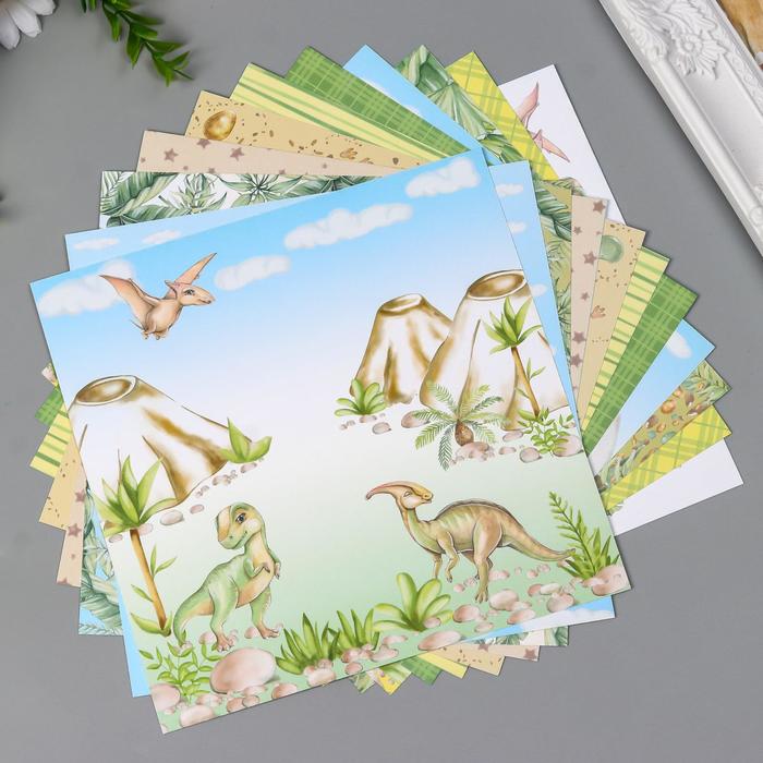 фото Набор бумаги для скрапбукинга "dinosauria" 10 листов, 20х20 см fabrika decoru