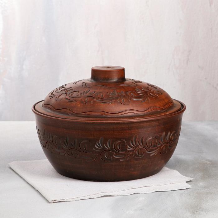 

Жаровня "Гончарная", декор, красная глина, 4 л