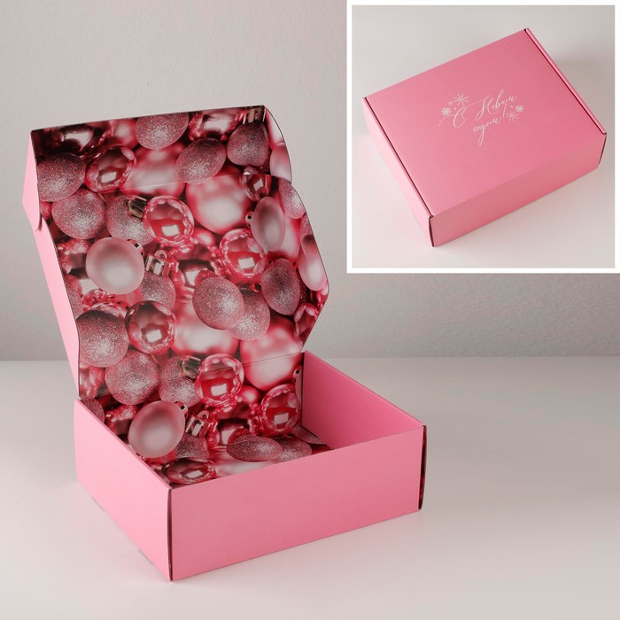 Коробка складная «Розовый новый год», 27 × 21 × 9 см складная коробка брутальность 27 × 21 × 9 см