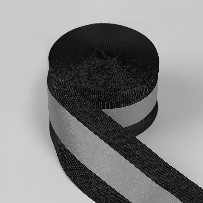 Светоотражающая лента стропа, 35 мм, 5 ± 1 м, цвет чёрный