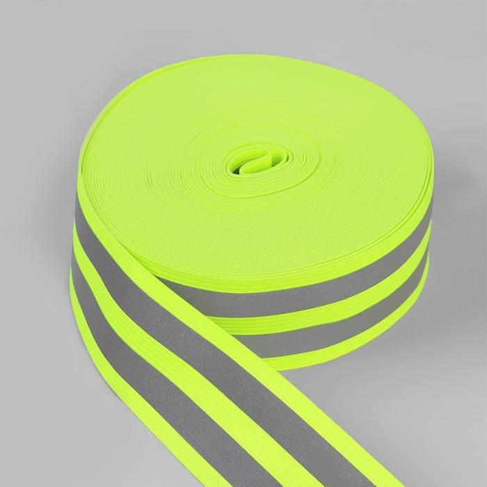Светоотражающая лента-резинка, 40 мм, 10 ± 1 м, цвет салатовый