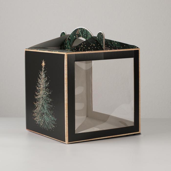 коробка кондитерская с окном сундук новогодняя ботаника 20 х 20 х 20 см Коробка кондитерская с окном, сундук, «Новогодняя посылка» 20 х 20 х 20 см