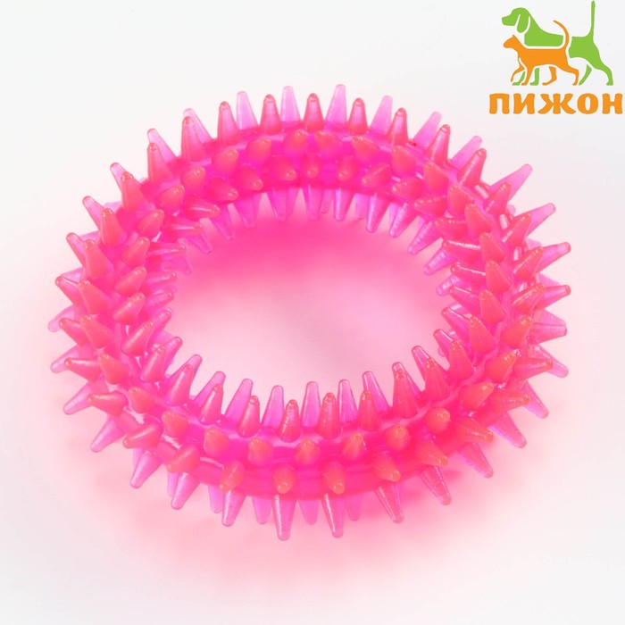 Игрушка жевательная "Игольчатое кольцо", 9 см, розовая