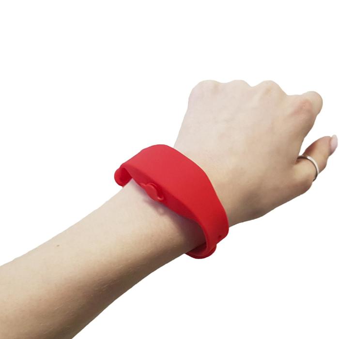 Силиконовый браслет дозатор для дезинфекции рук, цвет красный