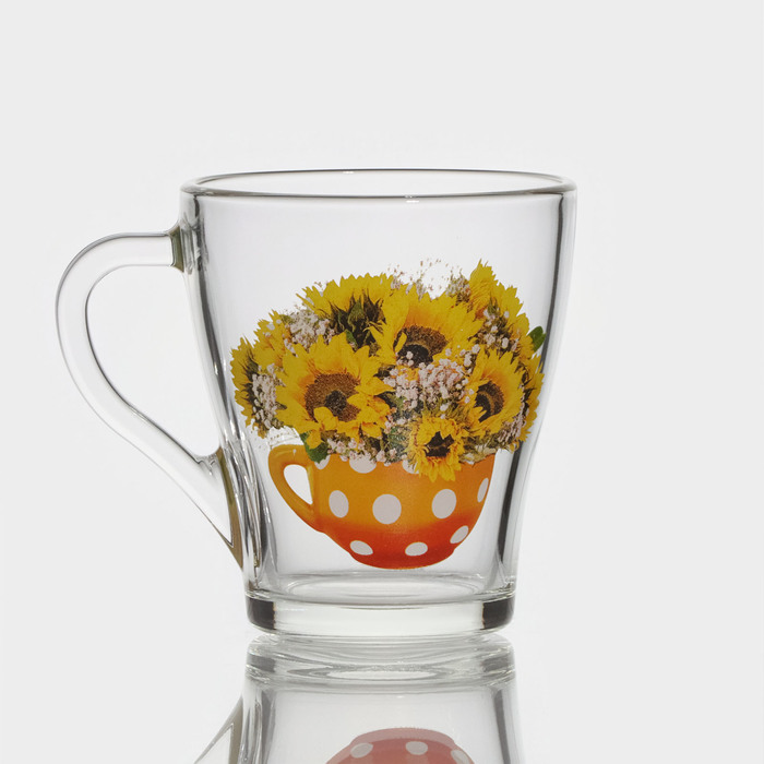 Кружка стеклянная «Цветочная чаша», 250 мл, рисунок микс кружка стеклянная авокадо 250 мл рисунок микс