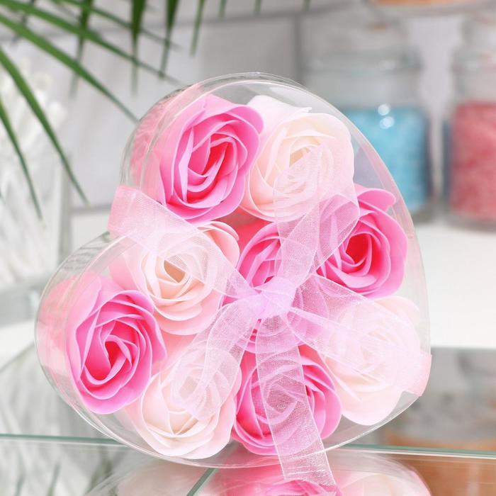 Мыльные розочки, розовые и белые, набор 9 шт. мыльные розы ароматизированные 15 штук белые и розовые