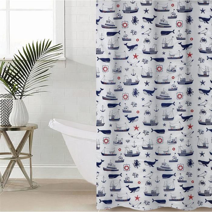 Штора для ванной «Гавань», 180×180 см, цвет белый штора для ванной fresh code нежность цвет белый с принтом 180×180 см