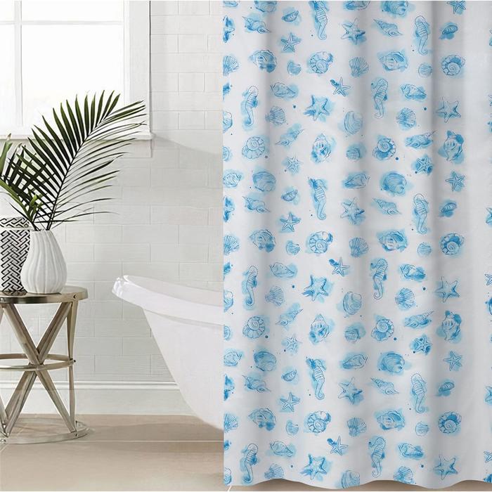 Штора для ванной «Посейдон», 180×180 см, цвет белый штора для ванной fresh code нежность цвет белый с принтом 180×180 см