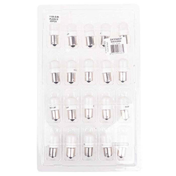 

Лампа светодиодная S25, (P21W), 12-24V, 6 SMD диодов,1-конт, flash, белая, SKYWAY, S08202054