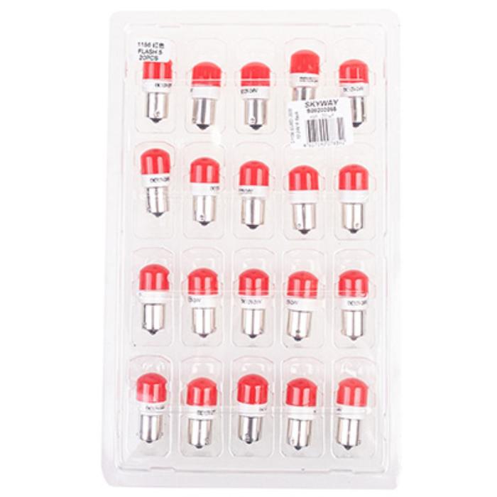 

Лампа светодиодная Skyway S25 (P21W), 12-24 В, 6 SMD диодов, 1-конт, flash, красная