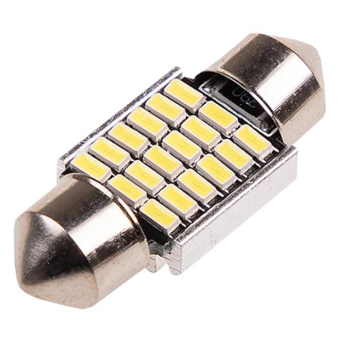 фото Лампа светодиодная t11 (c5w), 12v, 18 smd диодов, 1-конт, 31мм, белая, skyway