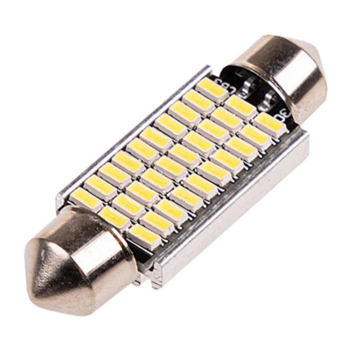 фото Лампа светодиодная t11 (c5w), 12v, 30 smd диодов, 1-конт, 39мм, белая, skyway, s08201444