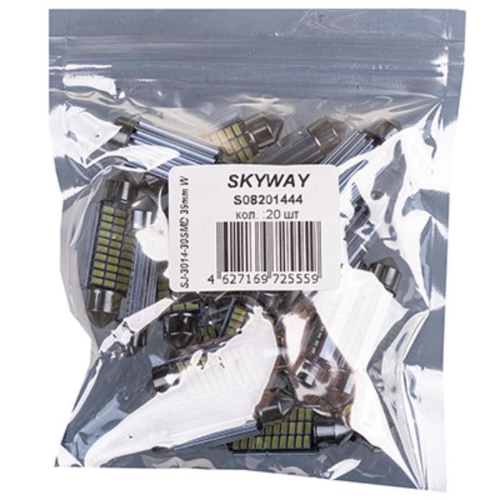 фото Лампа светодиодная t11 (c5w), 12v, 30 smd диодов, 1-конт, 39мм, белая, skyway, s08201444
