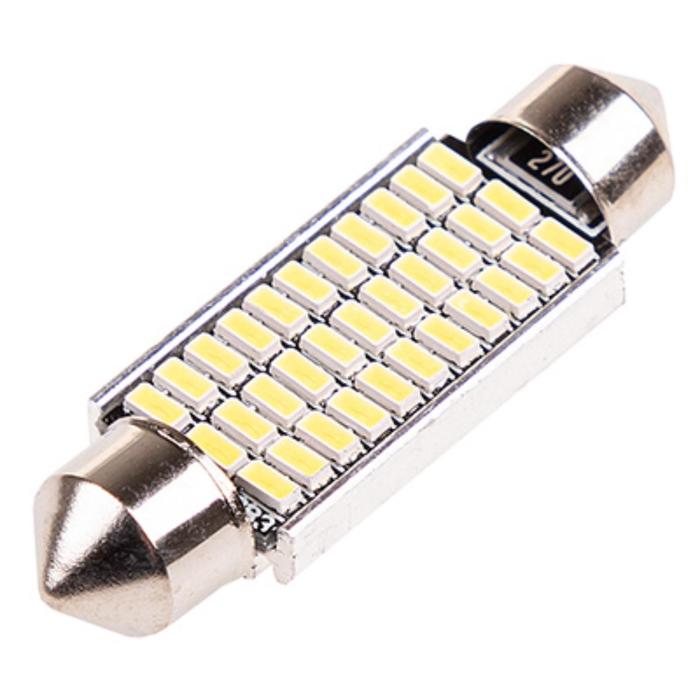 фото Лампа светодиодная t11 (c5w), 12v, 33 smd диодов, 1-конт, 41мм, белая, skyway