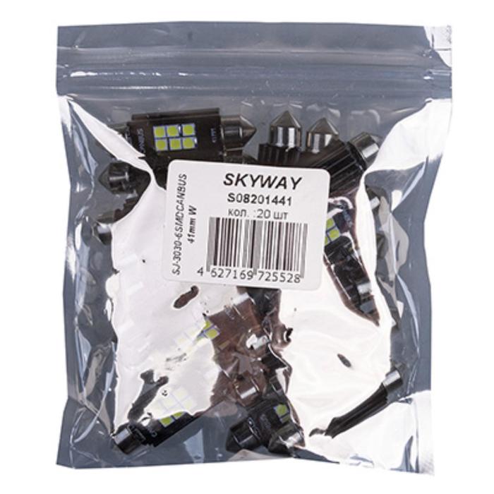 

Лампа светодиодная Skyway T11 (C5W), 12 В, 6 SMD диодов, 1-конт, 41 мм, с обманкой, белая