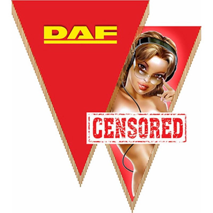 

Вымпел треугольный DAF, с девушкой, фон красный, 260х200мм, цветной, SKYWAY, S05101013
