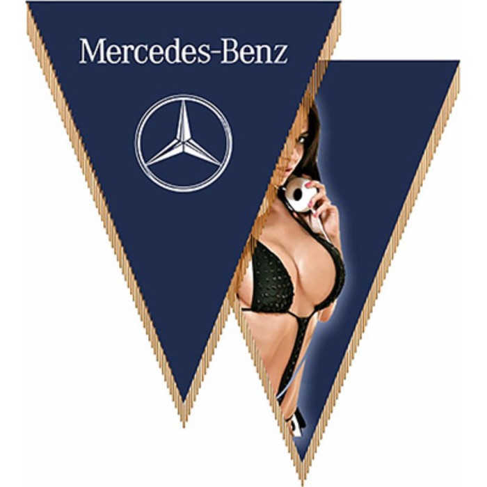 

Вымпел треугольный Mercedes-Benz, с девушкой, фон синий, 260х200мм, цветной, SKYWAY, S05101060