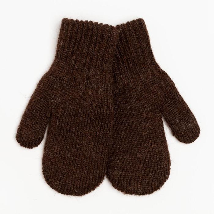 Варежки двойные детские, цвет тёмно-коричневый, размер 14 (6-9 лет) перчатки детские цвет тёмно синий размер 14 4 6 лет
