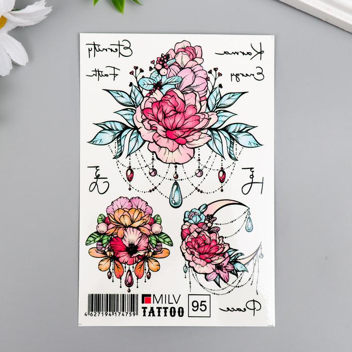

Татуировка на тело "Цветы" 10х15 см