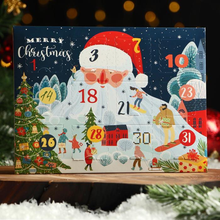 Адвент календарь с шоколадом  Поздравление Деда мороза, 12х5 г адвент календарь с шоколадом исполнения желаний 12х5 г