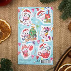 

Наклейки "Новогодние" единорог, ленточки, 9,8x15,9 см