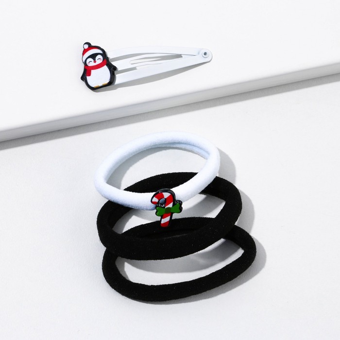 

Резинки (3 шт.) и заколка для волос «С новым годом», набор