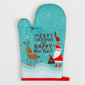 

Кухонный новогодний набор Доляна «New Year», прихватка 17*17 см, варежка 26*16 см,100% п/э