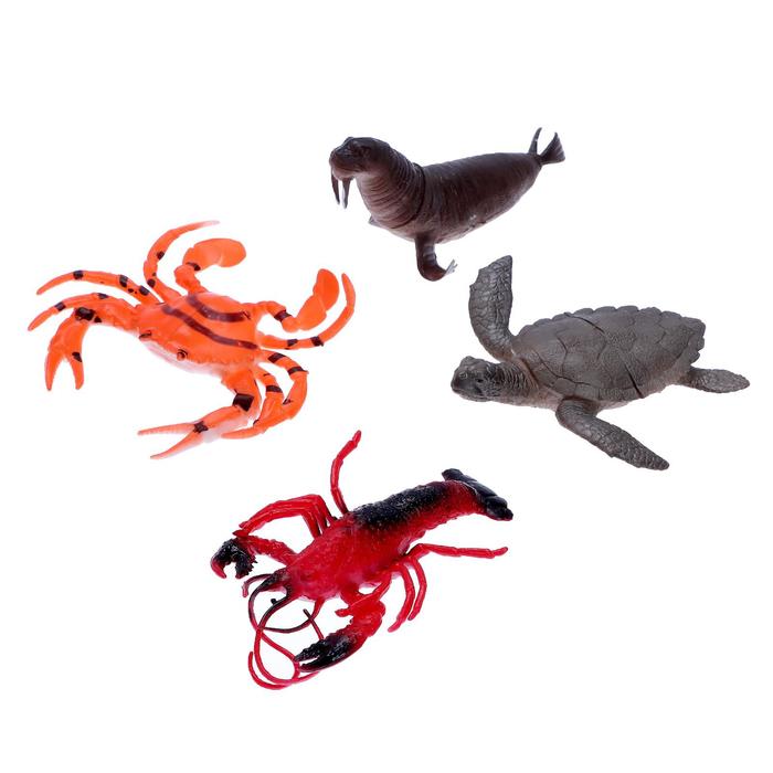 Набор морских животных «Четыре друга», 4 штуки набор морских животных хищники 3 штуки