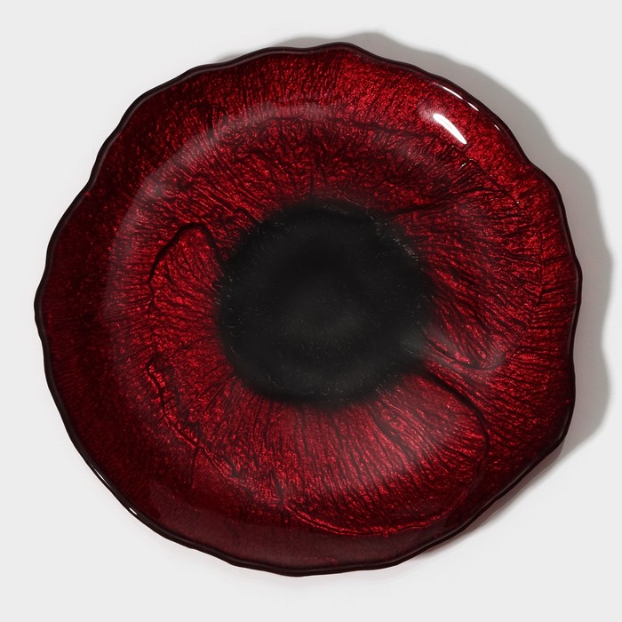 Блюдо стеклянное сервировочное «Флора», d=21 см, цвет красный блюдо стеклянное сервировочное акцент сердце 21 5×19 5 см цвет прозрачный