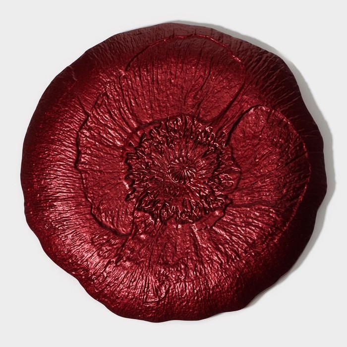 фото Блюдо стеклянное сервировочное «флора», d=21 см, цвет красный