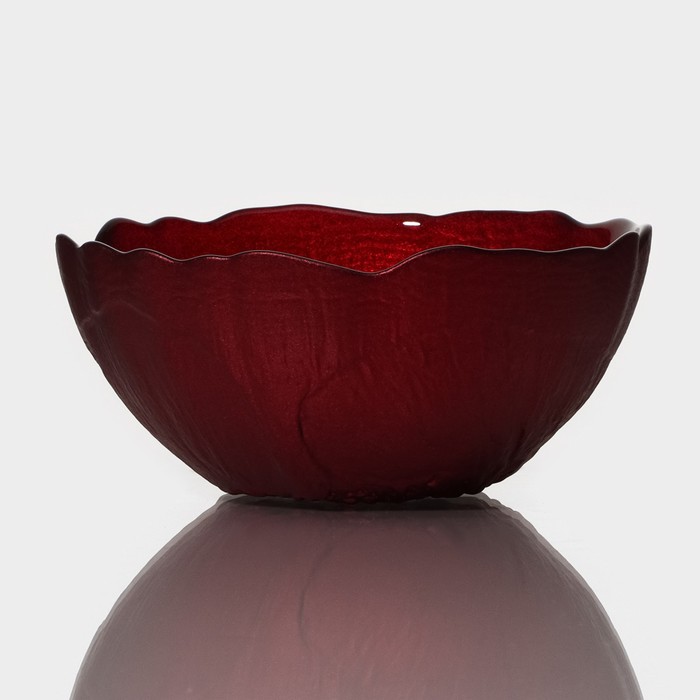 Салатник стеклянный «Флора», d=14 см, цвет красный салатник стеклянный доляна арбуз 150 мл d 12 см цвет красный
