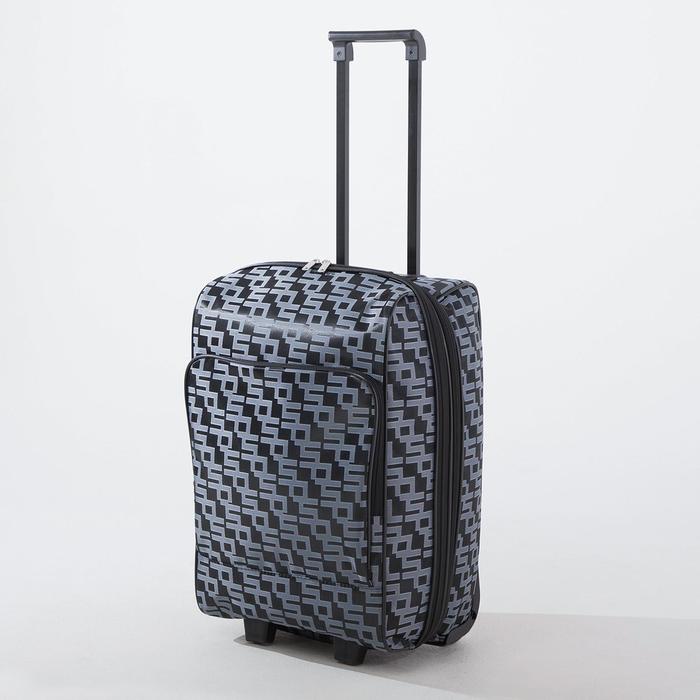 фото Чемодан малый 20", отдел на молнии, наружный карман, с расширением, 2 колеса, цвет чёрный фабрика картекс