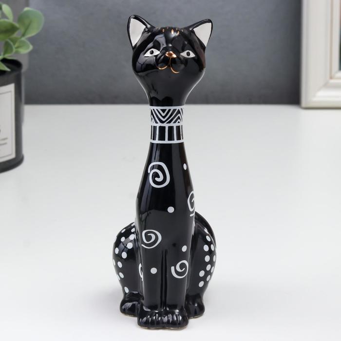 

Сувенир керамика "Кошка с узорами" чёрный 17х6х7,5 см