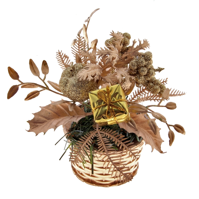 Композиция новогодняя в горшке "Яблочко"