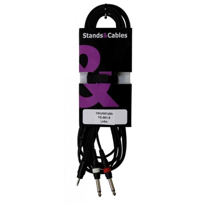 

Кабель распаянный STANDS & CABLES YC - 001 - 5 - Jack 3,5мм стерео - 2xJack 6.3 мм. моно, длина 5 м.