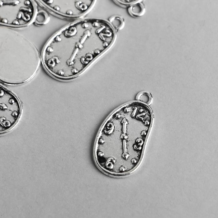 фото Декор металл для творчества "стекающие часы" серебро 1665 2,3х1,2 см арт узор