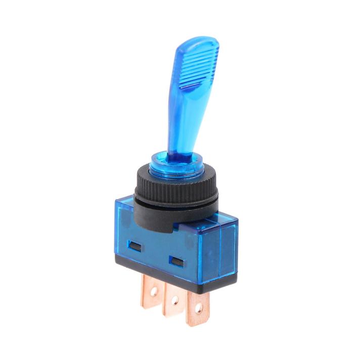 Тумблер однополюсный с синей LED индикацией, 12 В, 20 A, 3 контакта