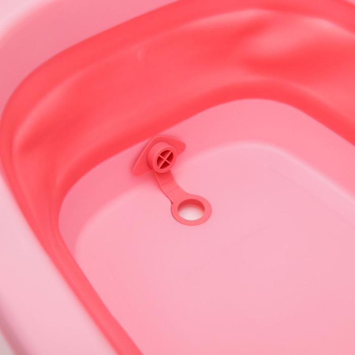 фото Ванночка детская складная со сливом, «краб», 67 см., цвет розовый