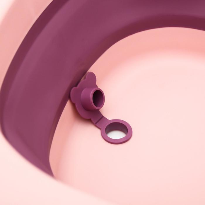 фото Ванночка детская складная со сливом, «мишка», 83 см., цвет розовый
