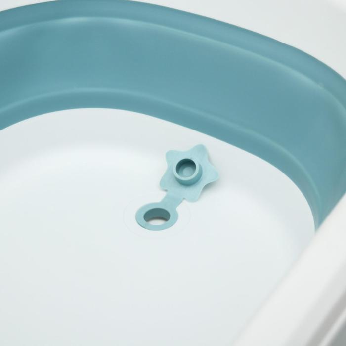 фото Ванночка детская складная со сливом, 75 см., цвет белый/голубой