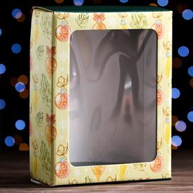 Коробка подарочная, крышка-дно, с окном 'Новогодние чудеса', 18 х 15 х 5 см Ош