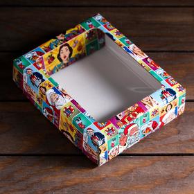 Коробка подарочная, крышка-дно, с окном 'Pop-art поздравления', 18 х 15 х 5 см Ош